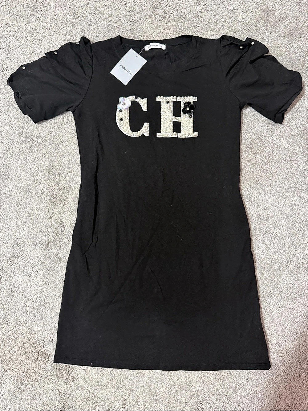 Black Short Sleeve Mini Dress NWT
